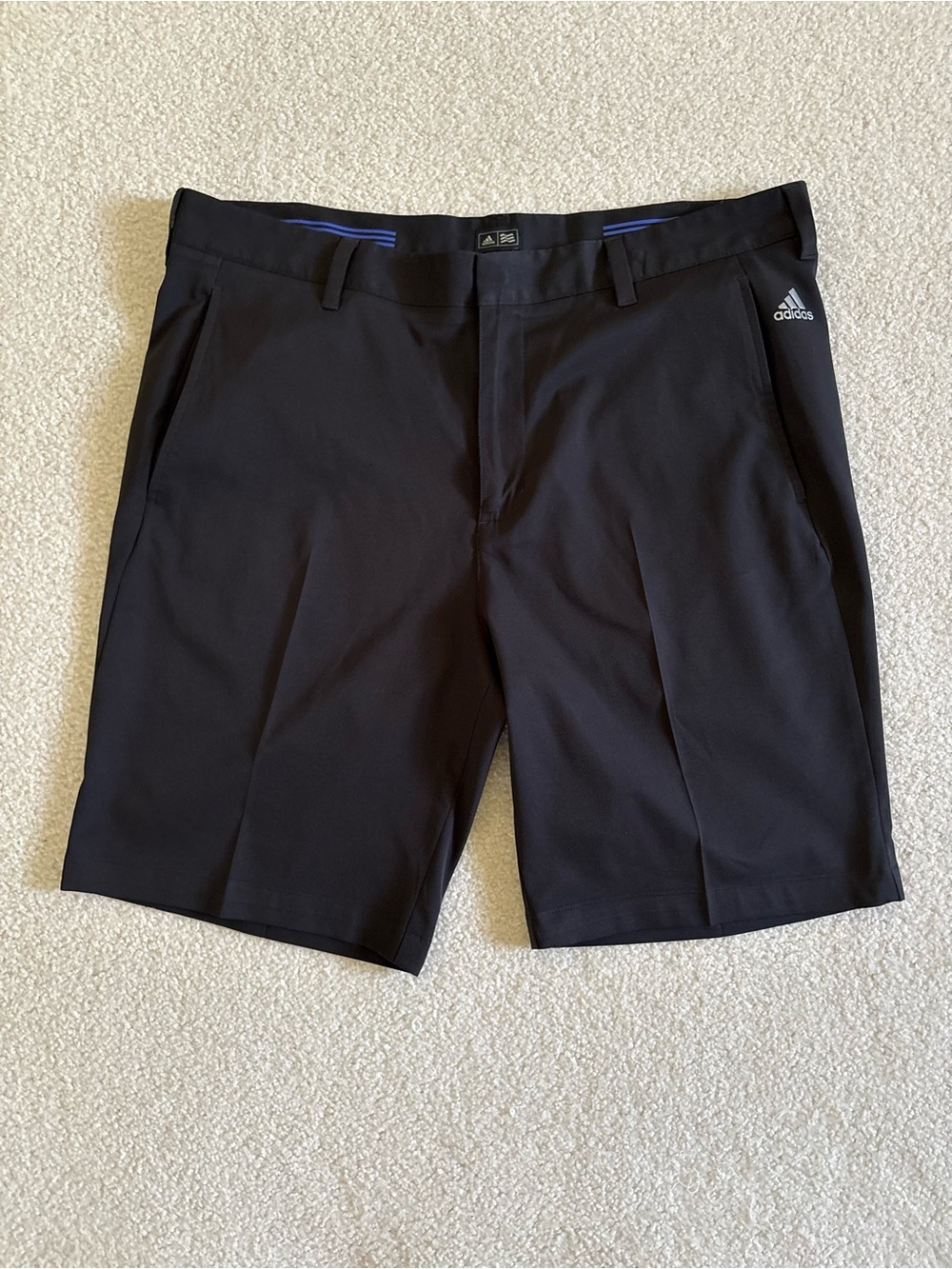 adidas Mens Black Golf Shorts with White Logo Size 36